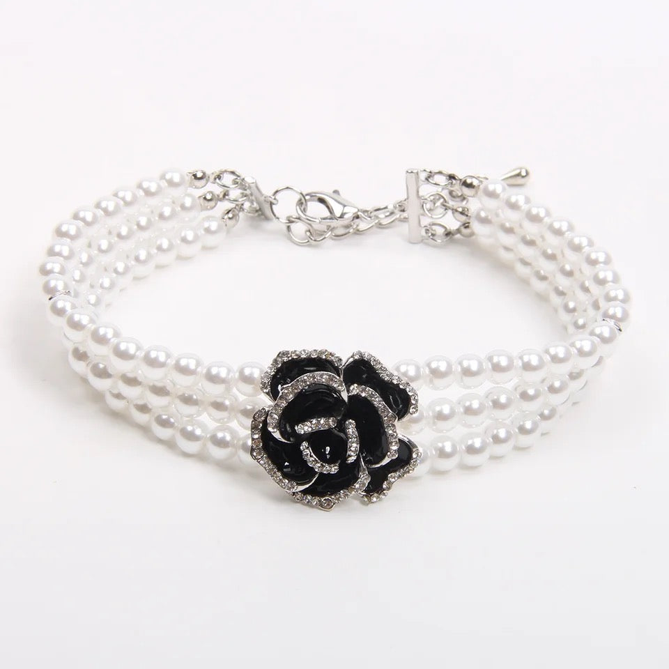 Midnight Rose Dog Necklace | Formal Dog Jewelry Collar