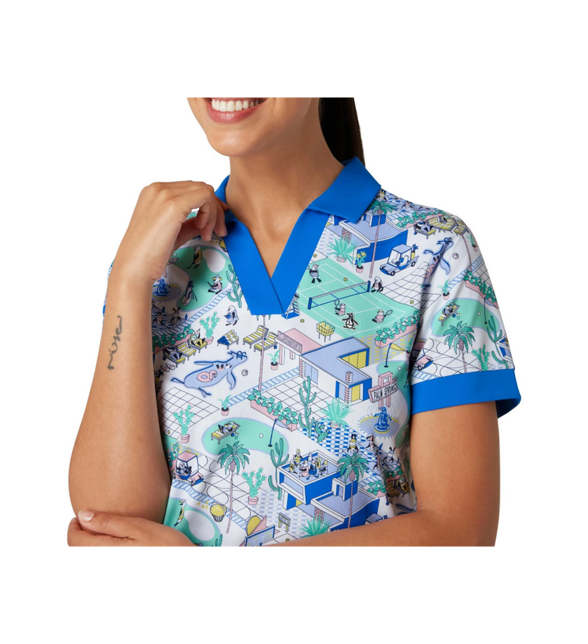 Palm Springs Short Sleeve Print Top Style #OGKSF049