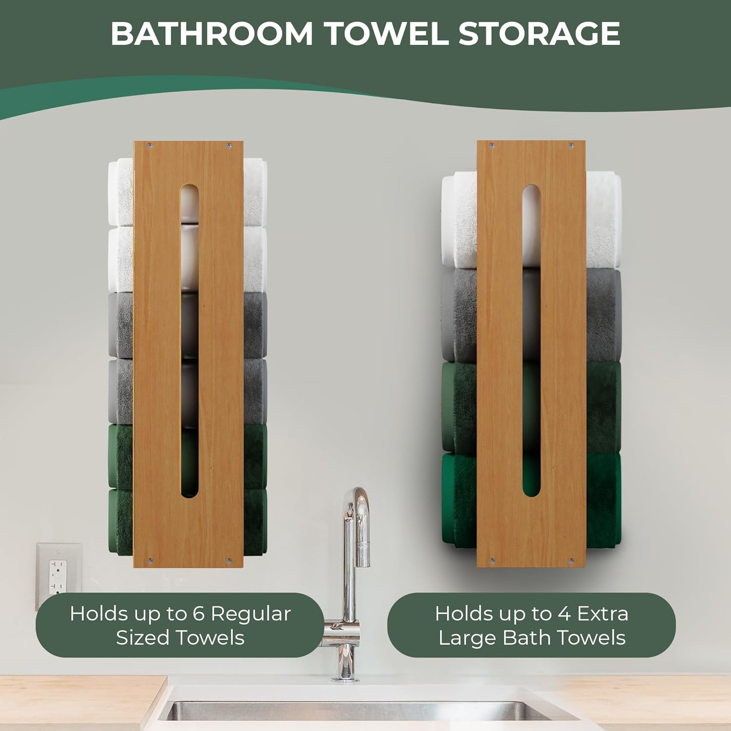 Wooden Towel Rack for Bathroom Wall Mounted