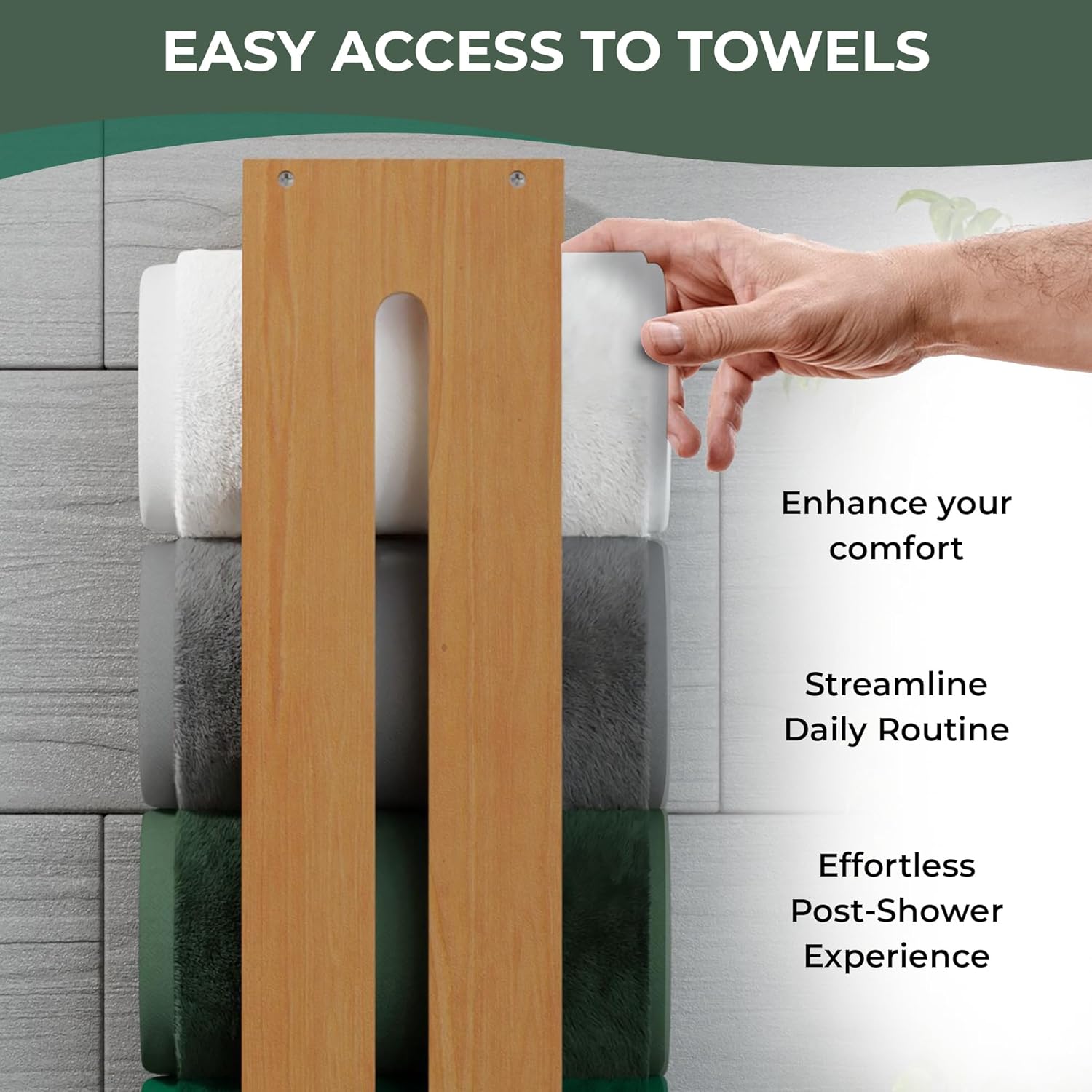 Wooden Towel Rack for Bathroom Wall Mounted