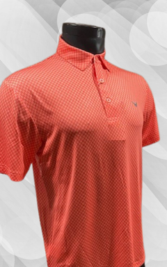 Mens All Over 2 Tone Square Print Golf Polo #CGKSE0K1