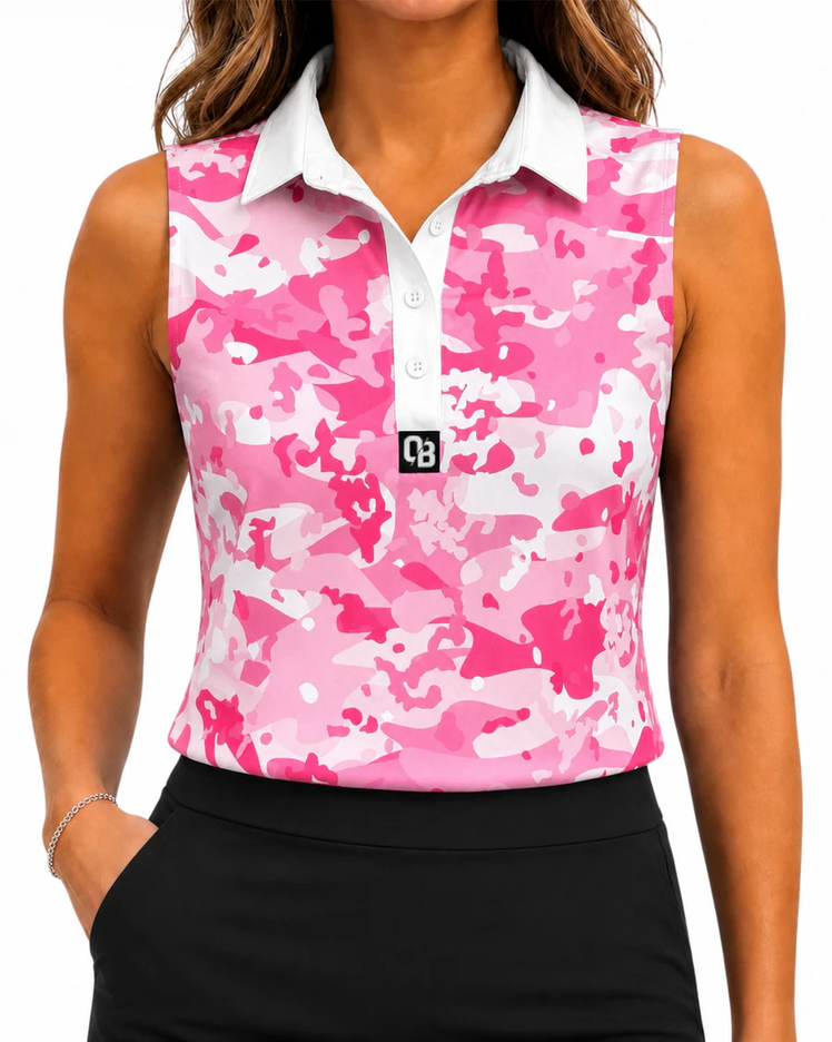 Camo Crush Ladies Sleeveless Golf Polo