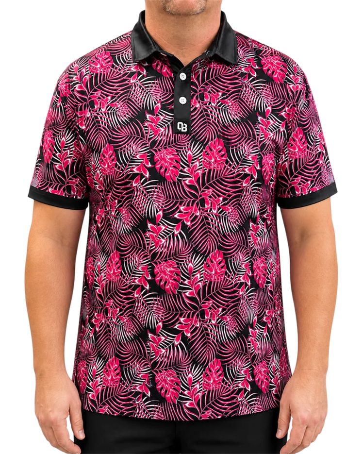 Jungle Pink Mens Golf Polo