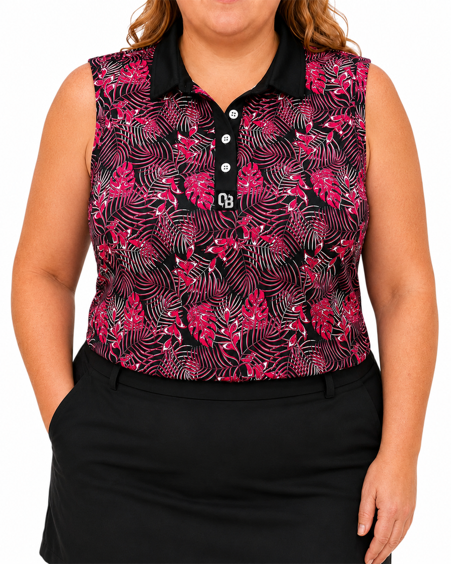 Jungle Pink Ladies Sleeveless Golf Polo