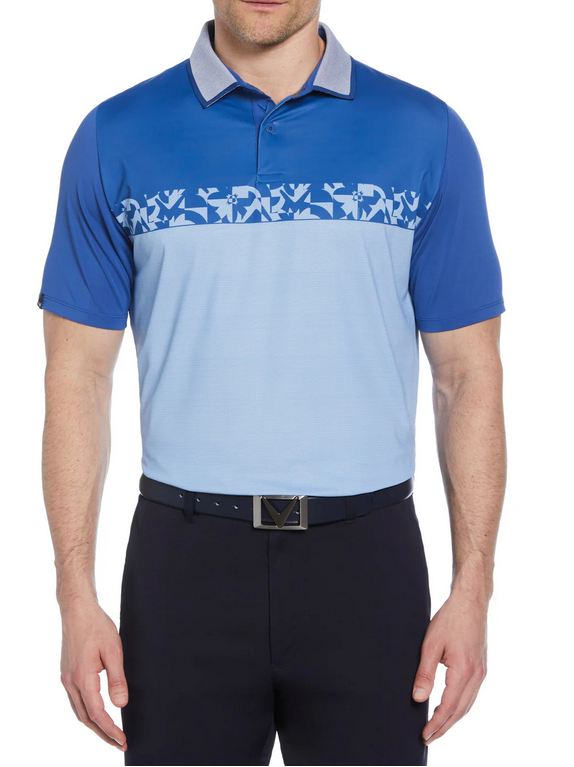 Oxford Floral Block Print Polo   Style#  CGKSF083