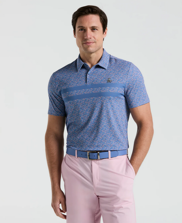 Engineered Novelty Stripe Printed Polo   Style#OGKSF019