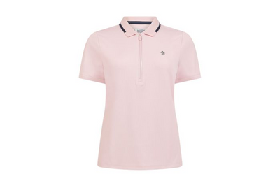 **Ribbed Short Sleeve Top With Metallic Zipper