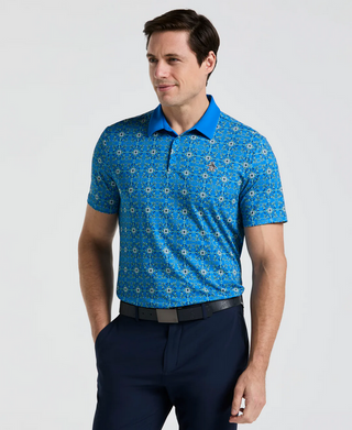 Cocktail Windowpane Print Golf Polo   Style #OGKSF026