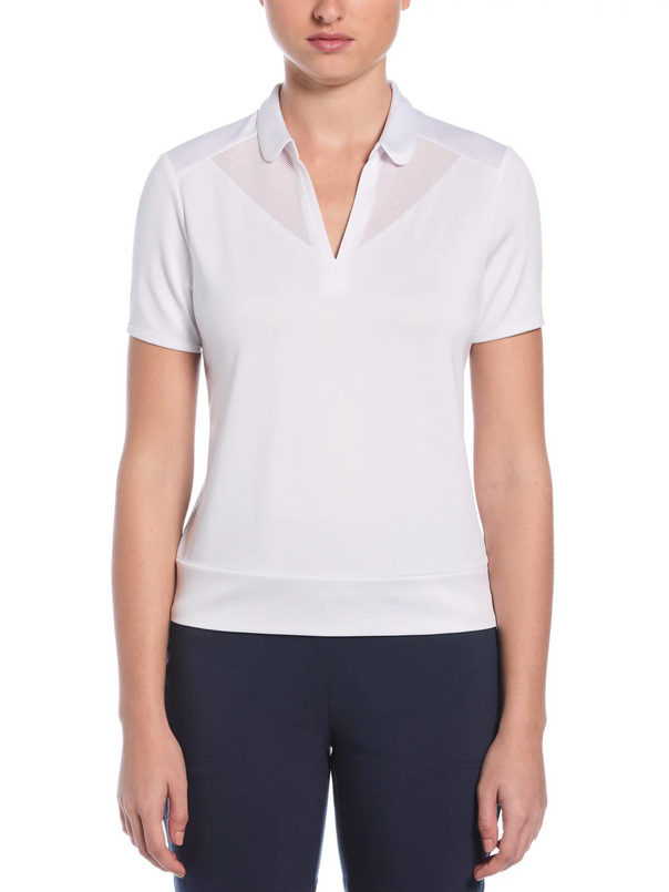 Waist Length Short Sleeve with Mesh Insert Top