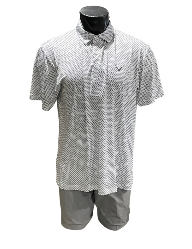 Mens All Over 2 Tone Square Print Golf Polo #CGKSE0K1