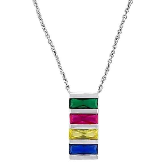 HBC Sterling Stripe Crystal Pendant Necklace