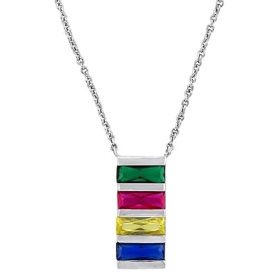 HBC Sterling Stripe Crystal Pendant Necklace