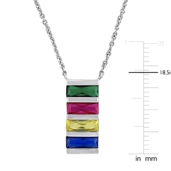 HBC Sterling Stripe Crystal Pendant Necklace